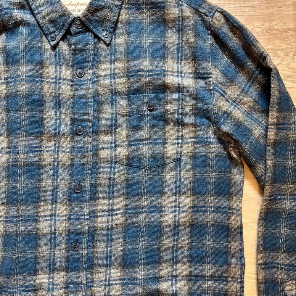 Original Weatherproof Vintage Flannel Shirt Men’s Medium Blue Plaid Button Up - Picture 4 of 10
